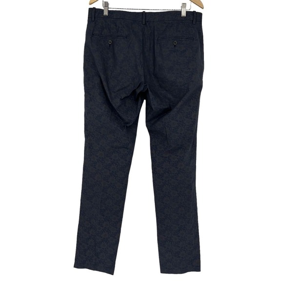 Stile Benetton Pants Floral Paisley‎ Navy Gold Slim Fit Women’s Waist 36” - Picture 6 of 10